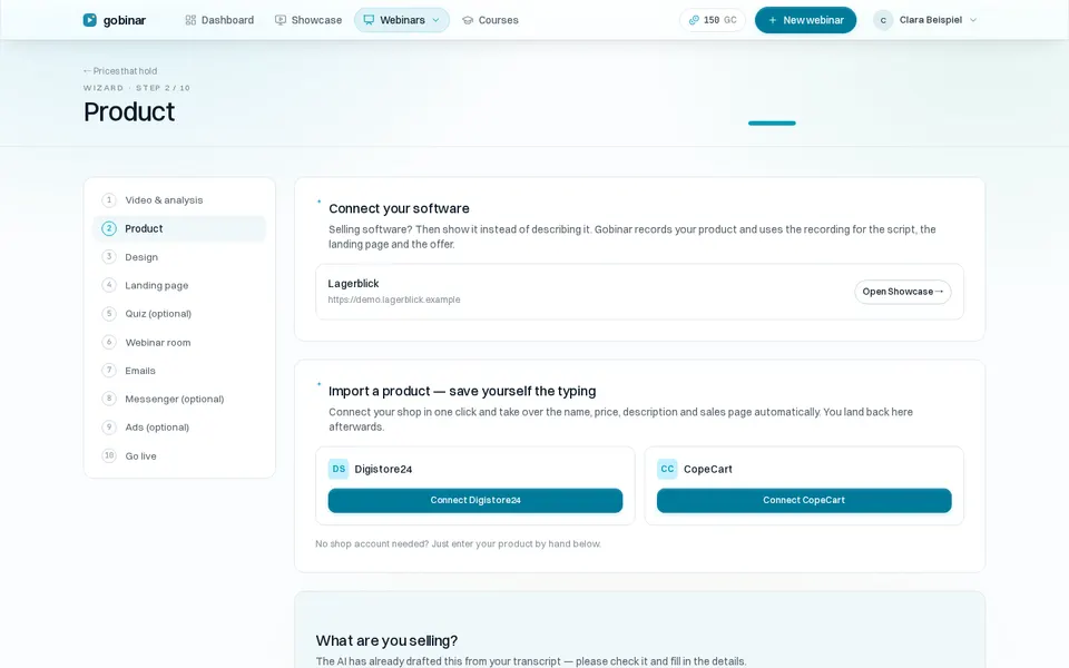 The Gobinar webinar assistant: step by step from a video to a finished funnel